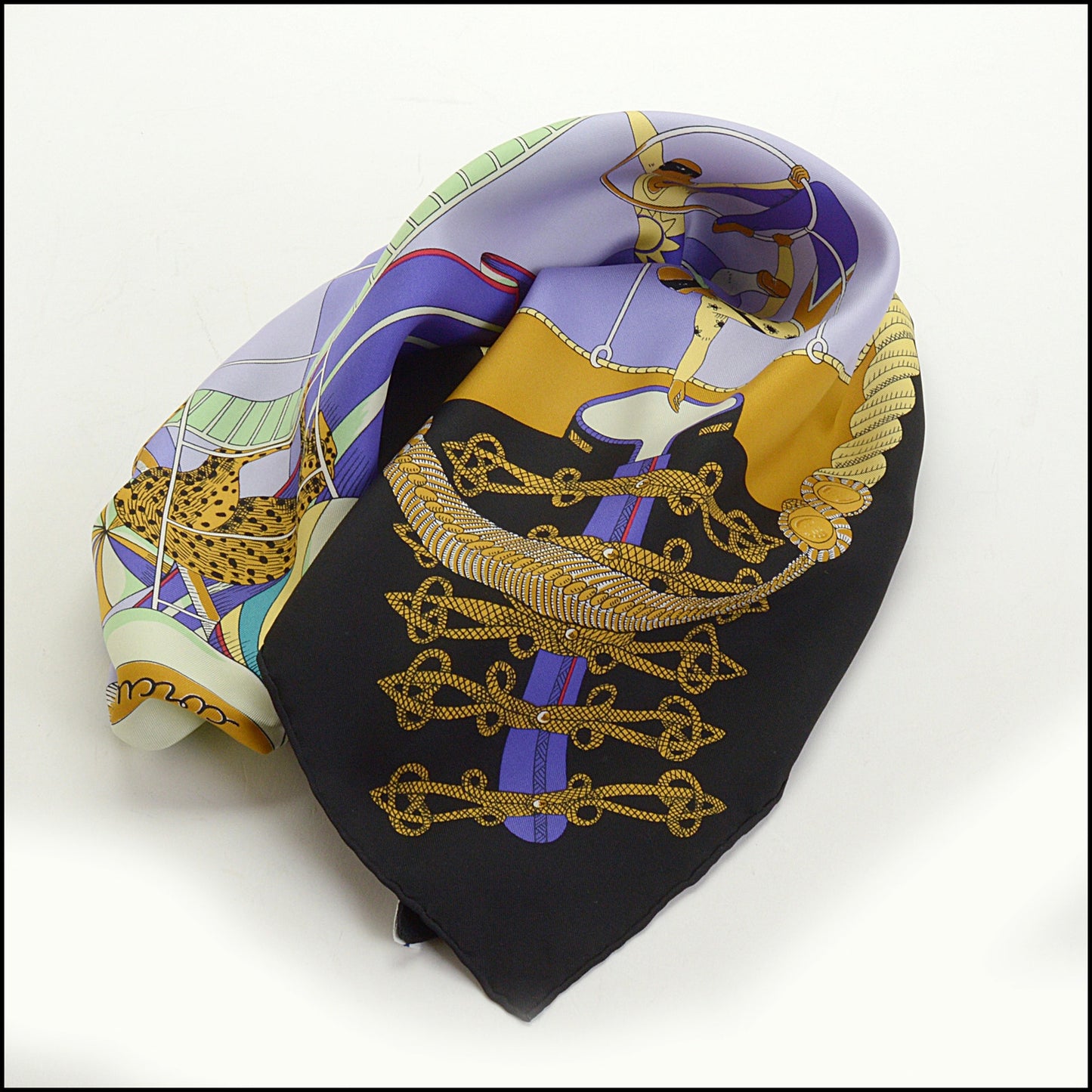 RDC14864 HERMES Vintage Circus Theme Silk Scarf