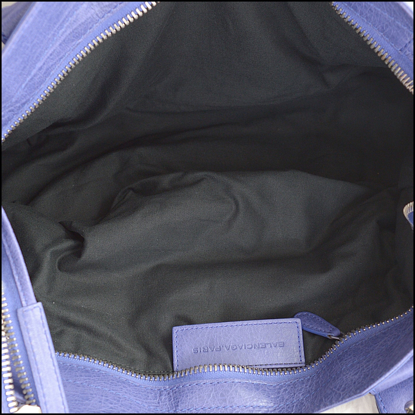 RDC15014 BALENCIAGA '11 Bleu Lavande Lambskin 21-Giant Silver Part-Time "City" bag