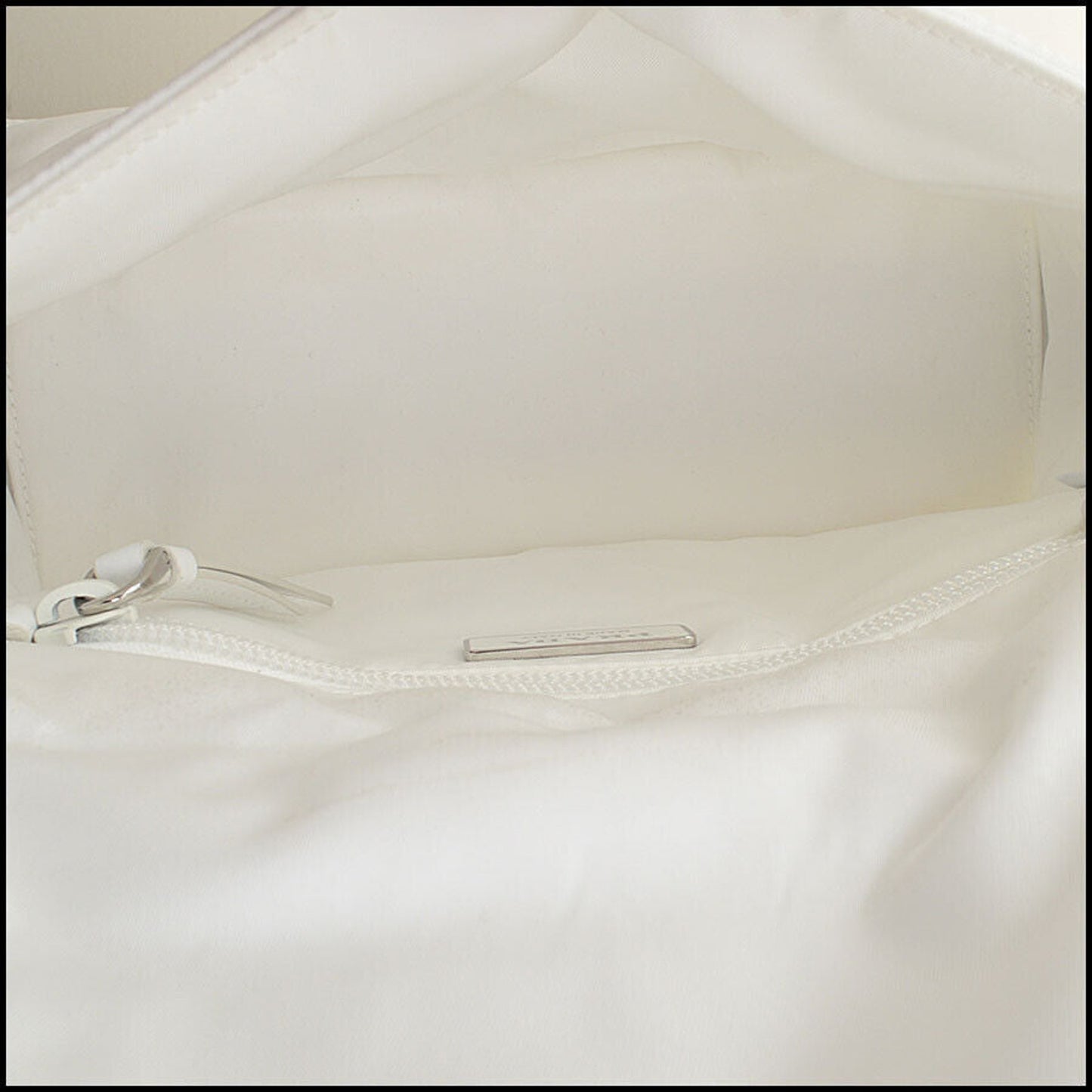 RDC13463 Authentic PRADA White Re-Nylon Tessuto Vitello Small Shoulder Bag