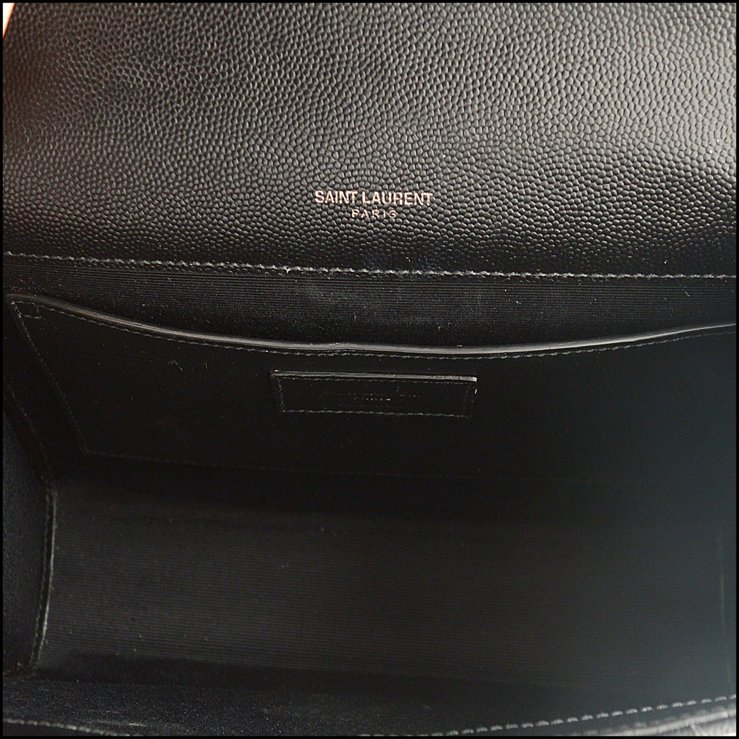 RDC15411 SAINT LAURENT Black Grain de Poudre Quilted Envelope Bag Medium