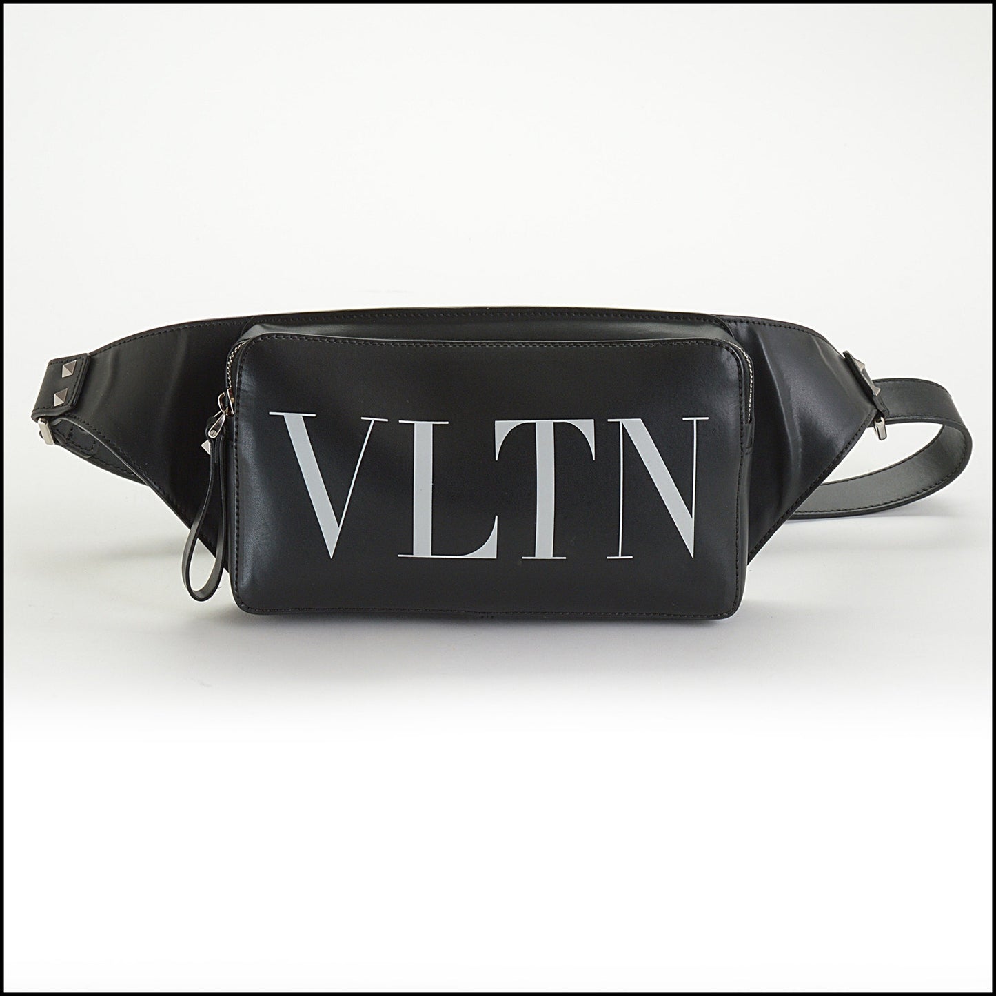 RDC14564 VALENTINO GARAVANI Black Leather VLTN Belt Bag