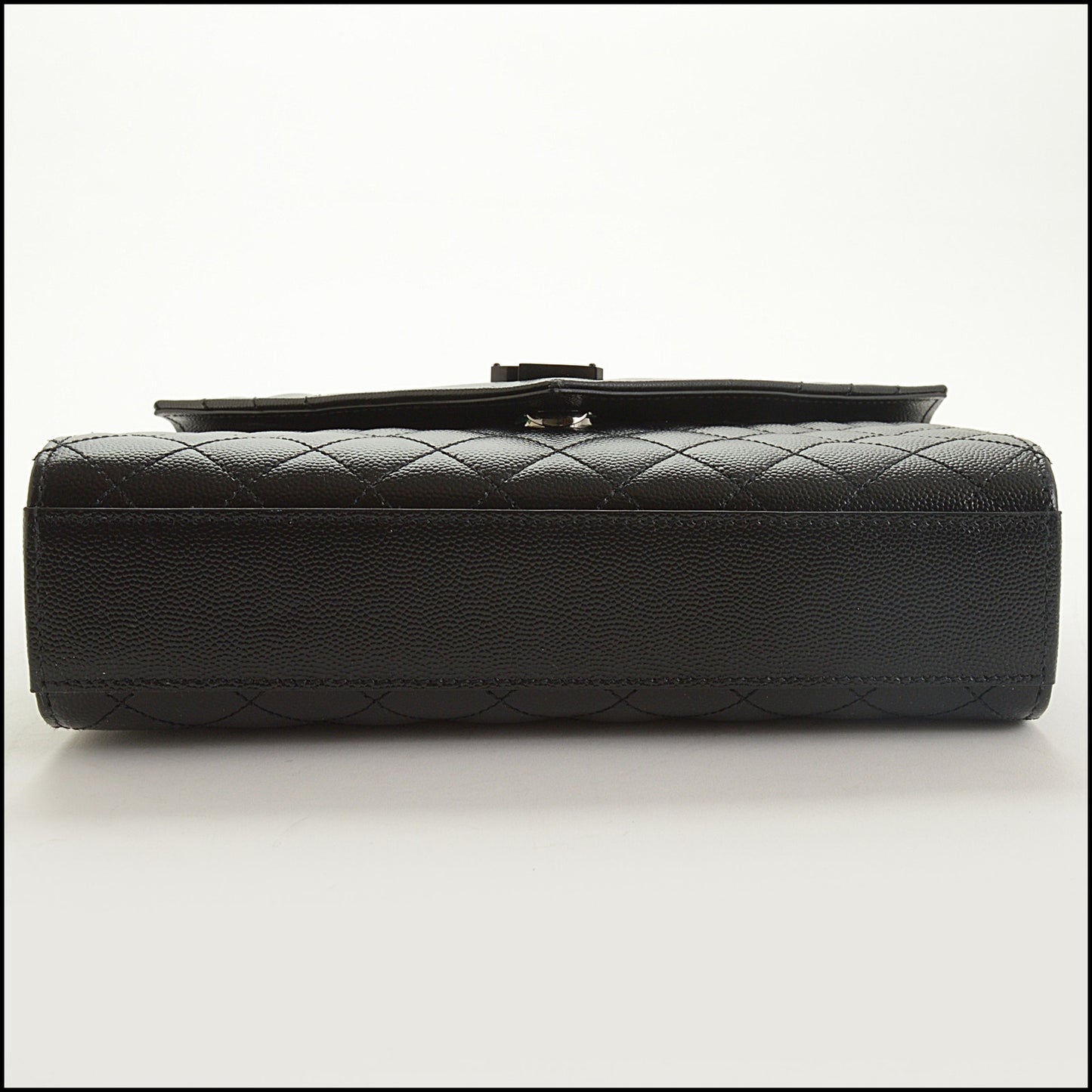RDC15411 SAINT LAURENT Black Grain de Poudre Quilted Envelope Bag Medium