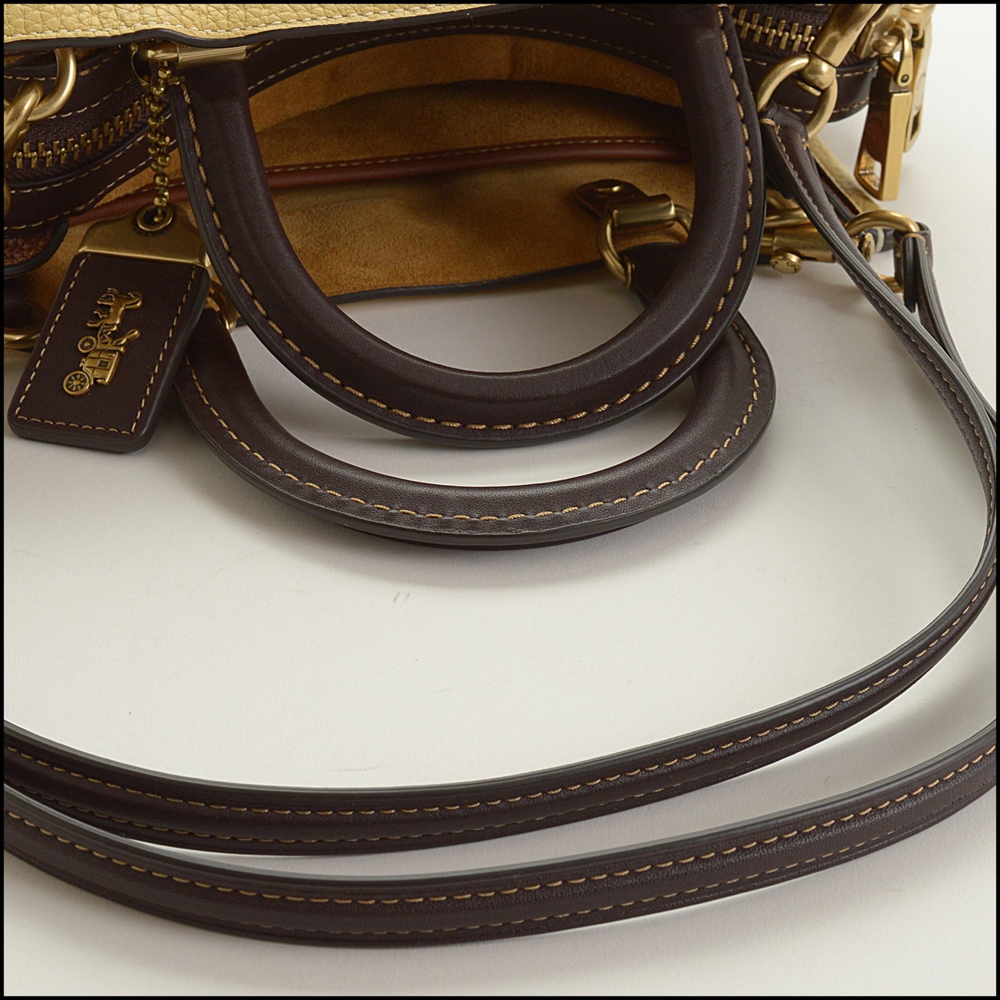 RDC15489 COACH Colorblock Brown/Yellow/Amber Glovetanned Pebbled and Regenerative Leather Rogue