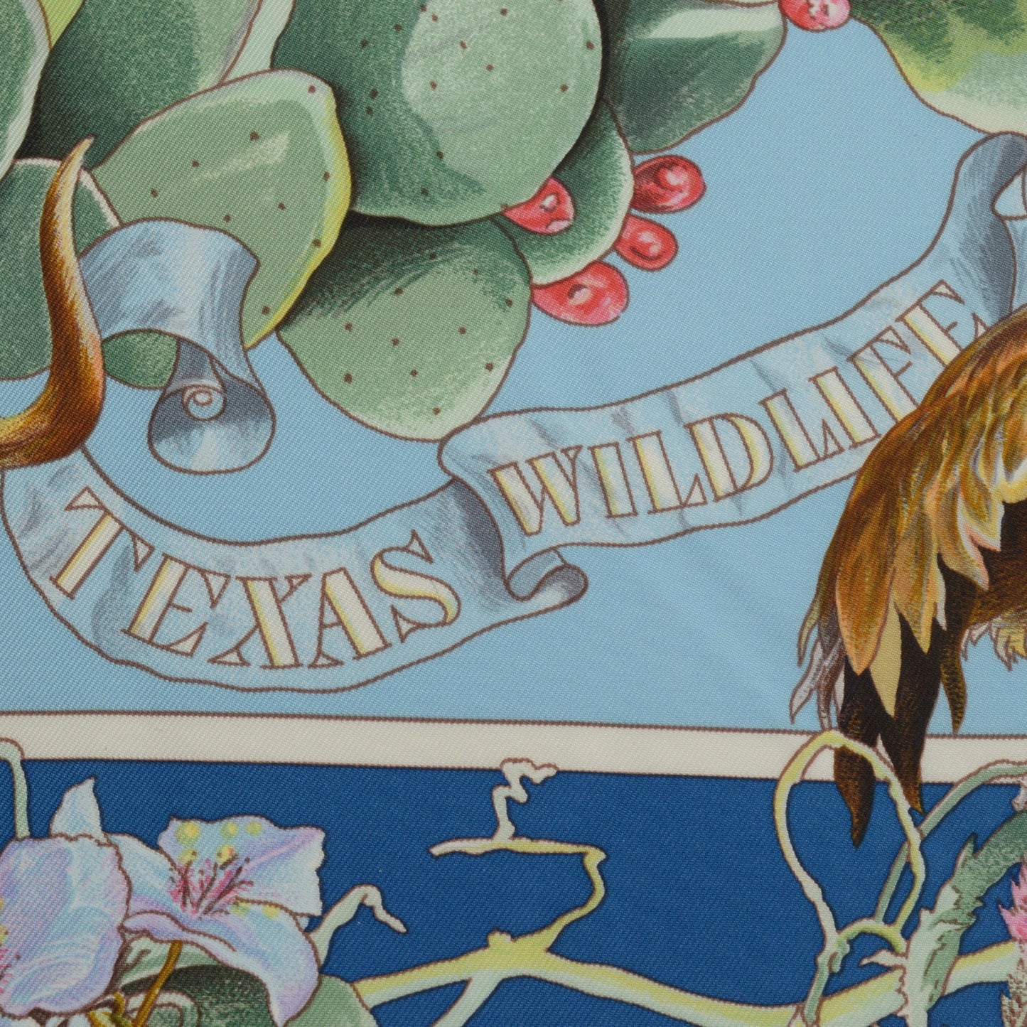 RDC15256 HERMES '26 Blue Faune et Flore du Texas Forever Silk Scarf 90cm - Kermit Oliver