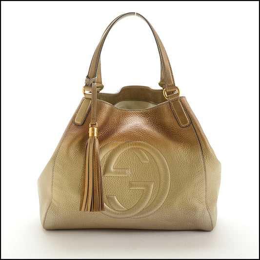RDC15031 GUCCI Metallic Ombre Leather GG Soho Shoulder Bag