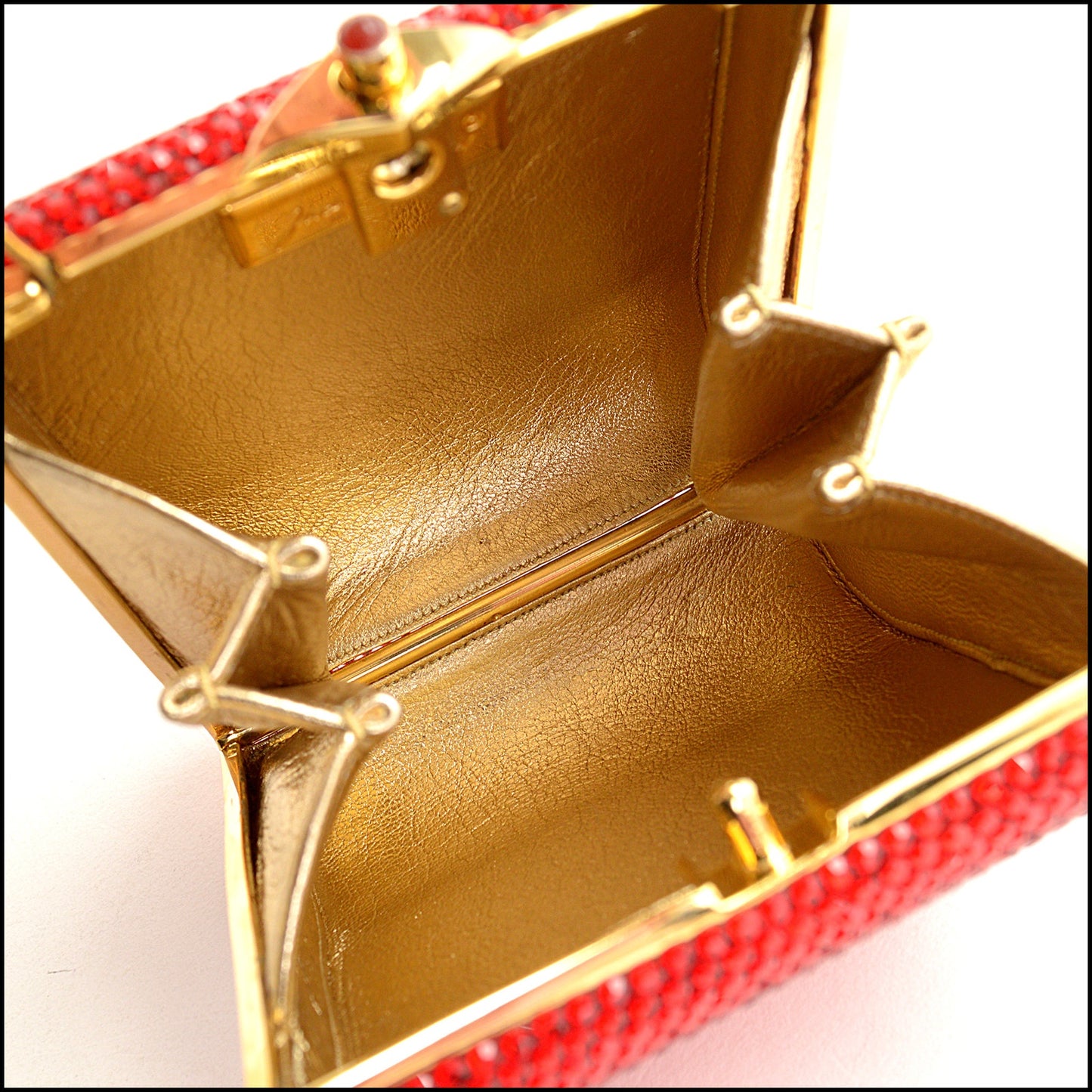 RDC14972 JUDITH LEIBER Red Crystal Minaudiere Evening Bag