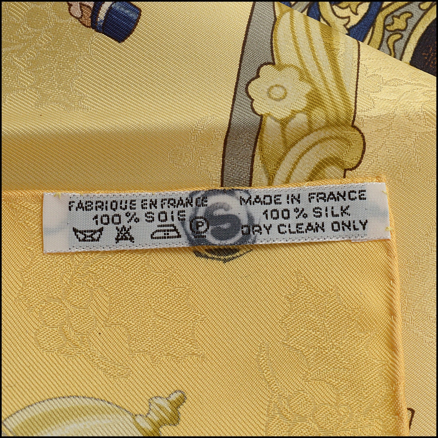 RDC14534 HERMES Yellow Plumes Et Grelots 90cm Silk Scarf