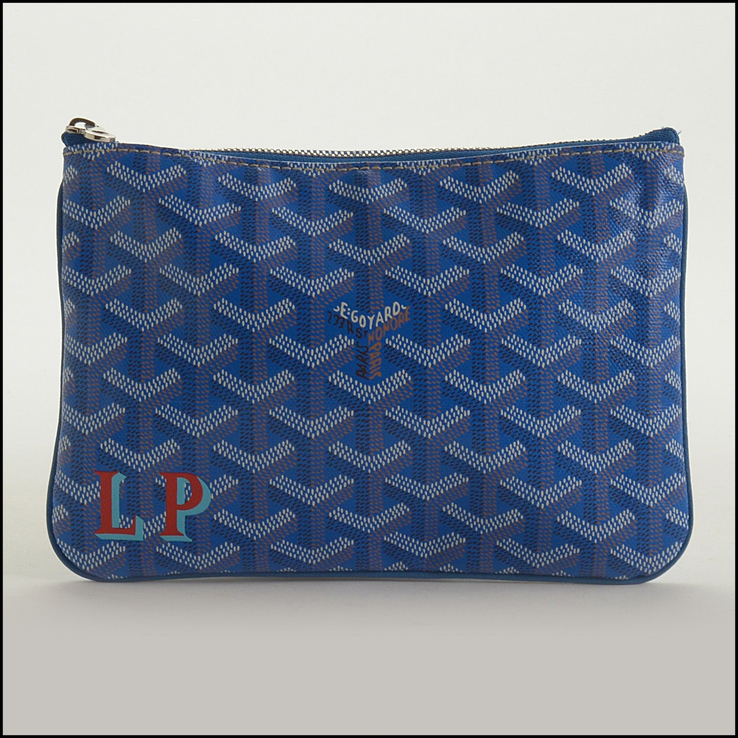 RDC15339 GOYARD Blue Goyardine Canvas Senat Pouch PM