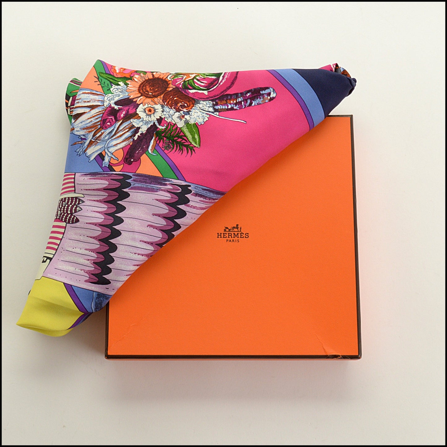 RDC15479 HERMES Purple Kachinas Large Triangle Scarf Shawl