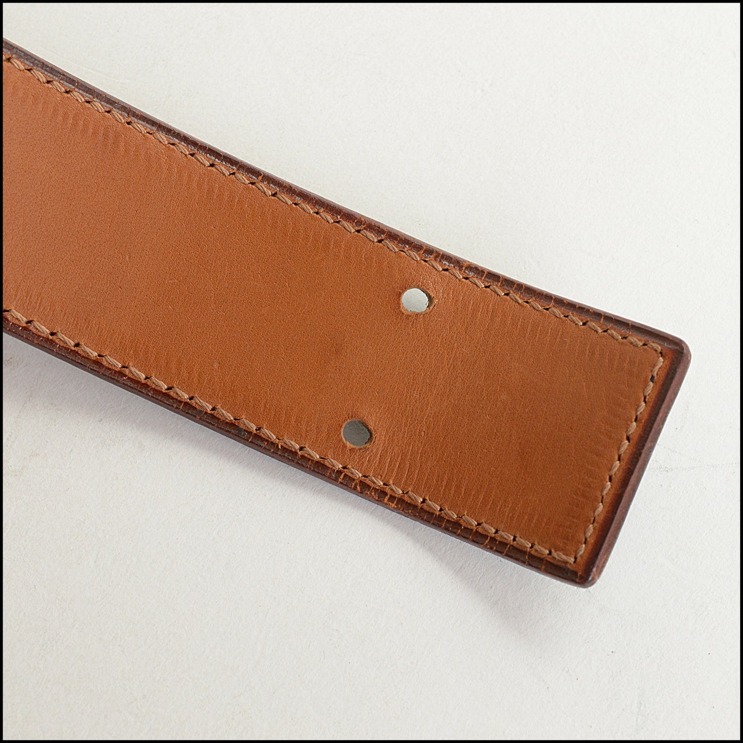 RDC14929 HERMES Dark Blue Box Leather Double Prong Gold H Buckle Constance Belt Size S 80/32