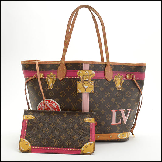 RDC13876 Authentic LOUIS VUITTON Monogram Canvas Summer Trunks Neverfull MM Bag