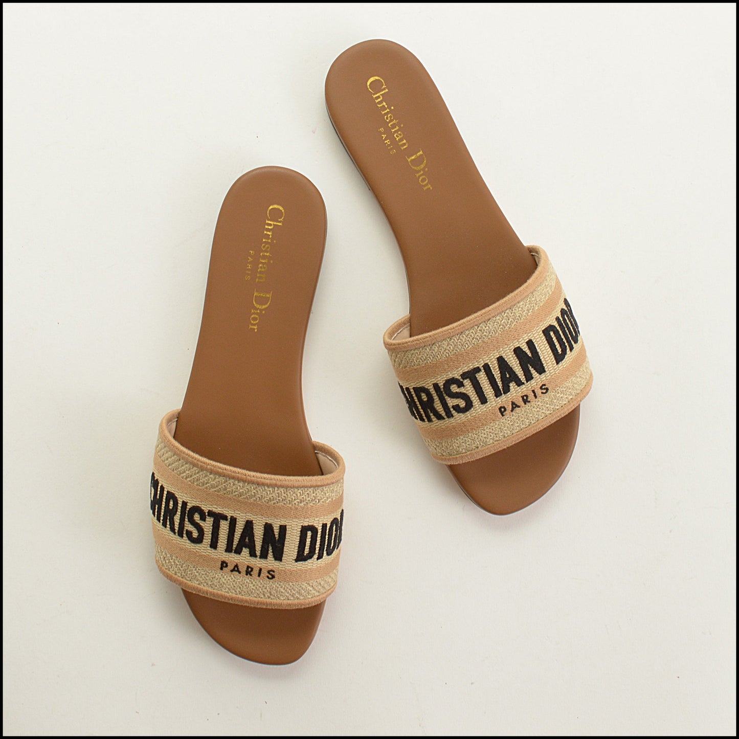 RDC15554 CHRISTIAN DIOR Chestnut Dway Black Logo Slide 36.5