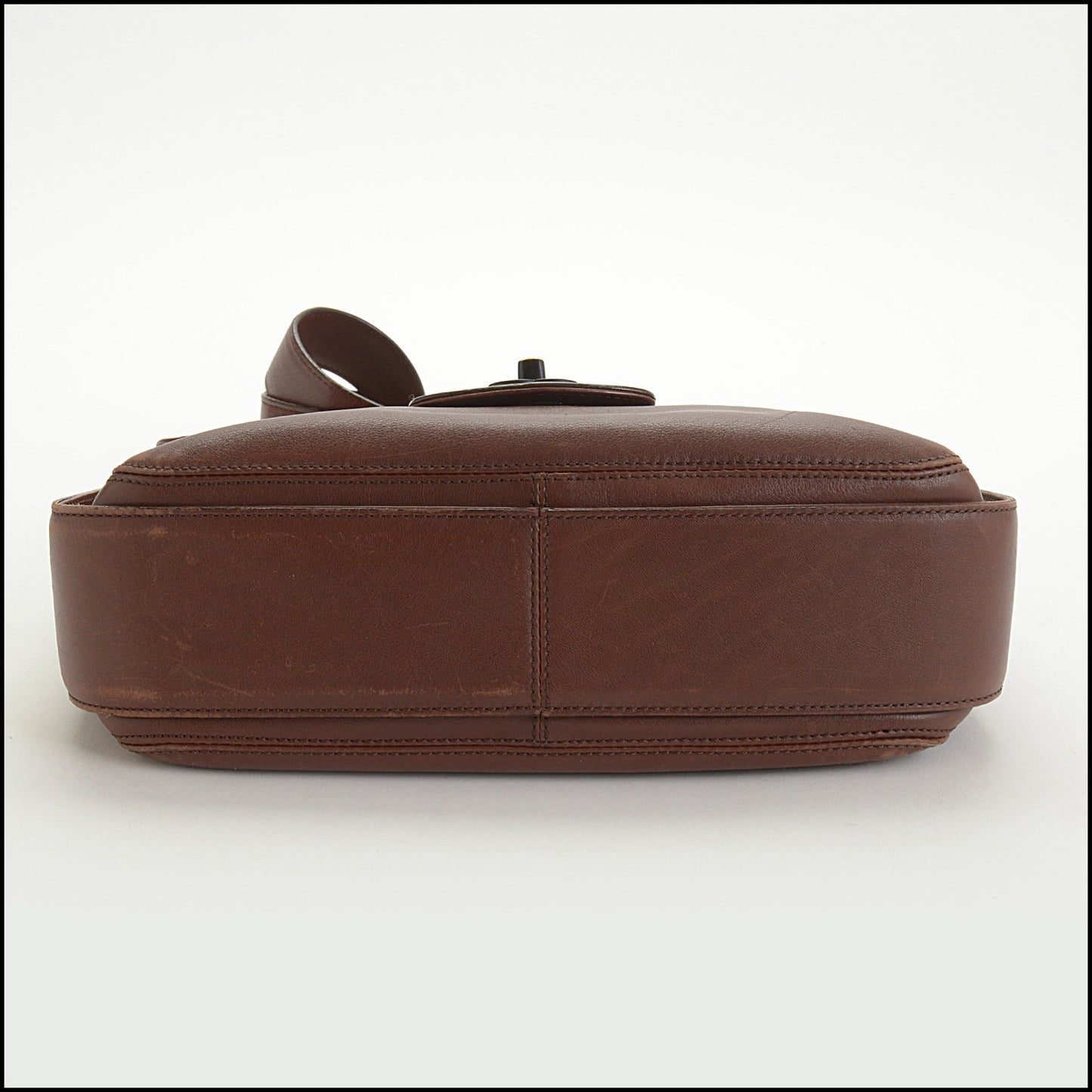 RDC15010 CHANEL '97/'99 Brown Leather CC Turn Lock Saddle Flap Bag