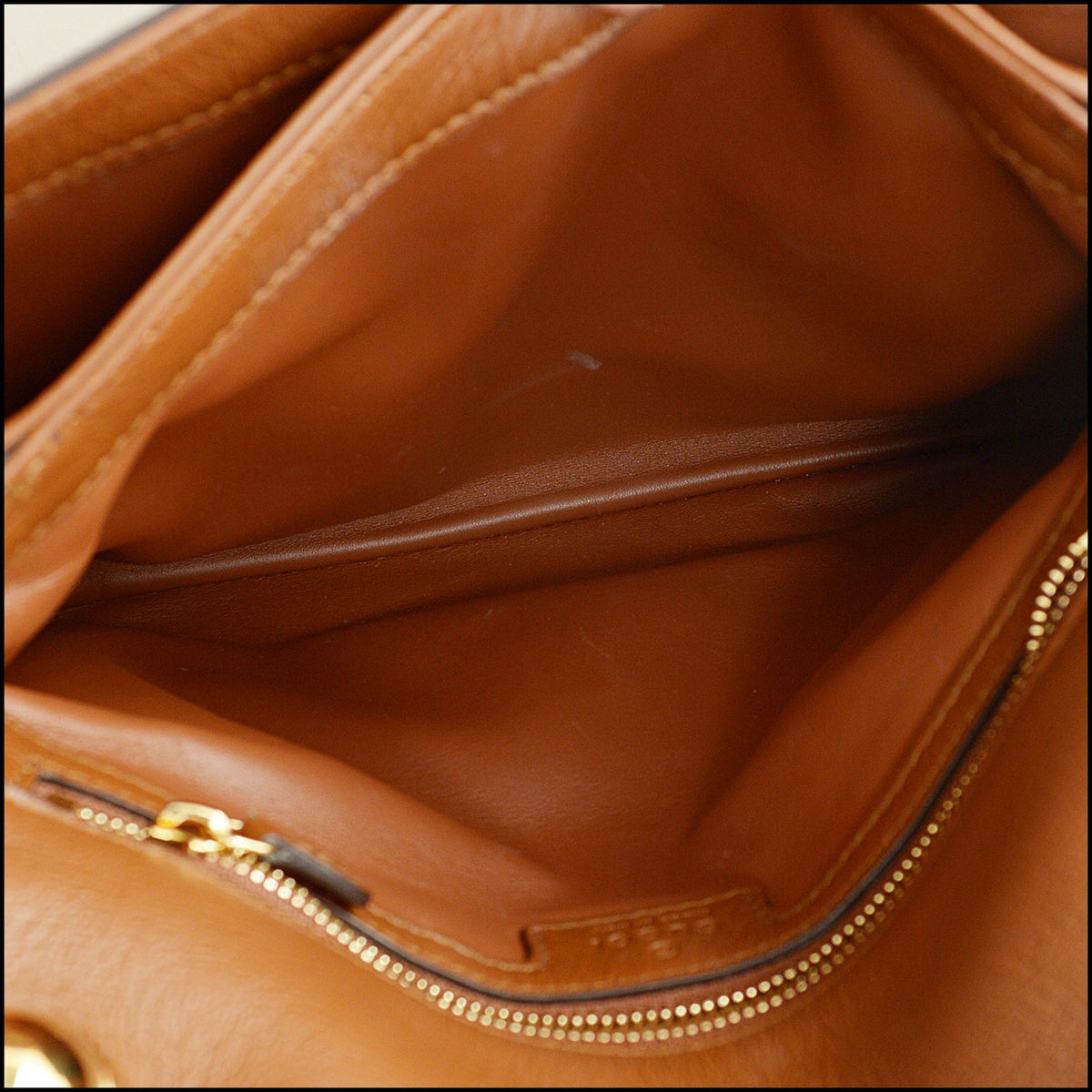 RDC15645 GUCCI Brown Leather Top Handle Blondie Crossbody Bag