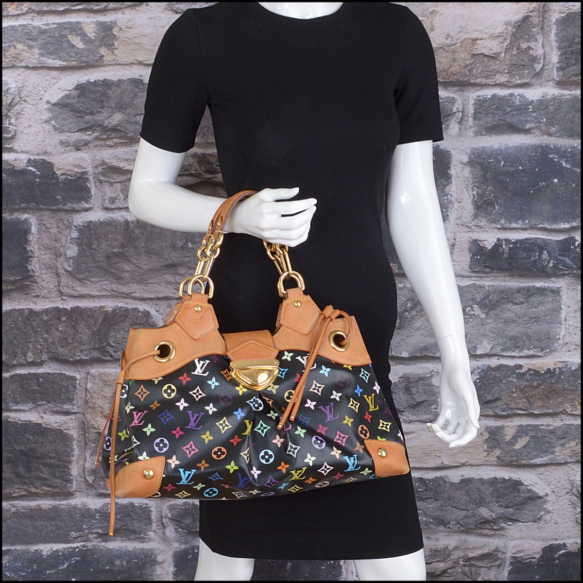RDC15663 LOUIS VUITTON 2007 Black Multicolore Monogram Ursula Bag