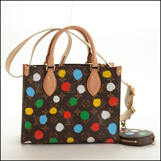 RDC15738 LOUIS VUITTON 2023 Kusama Painted Dots On The Go PM Tote Bag