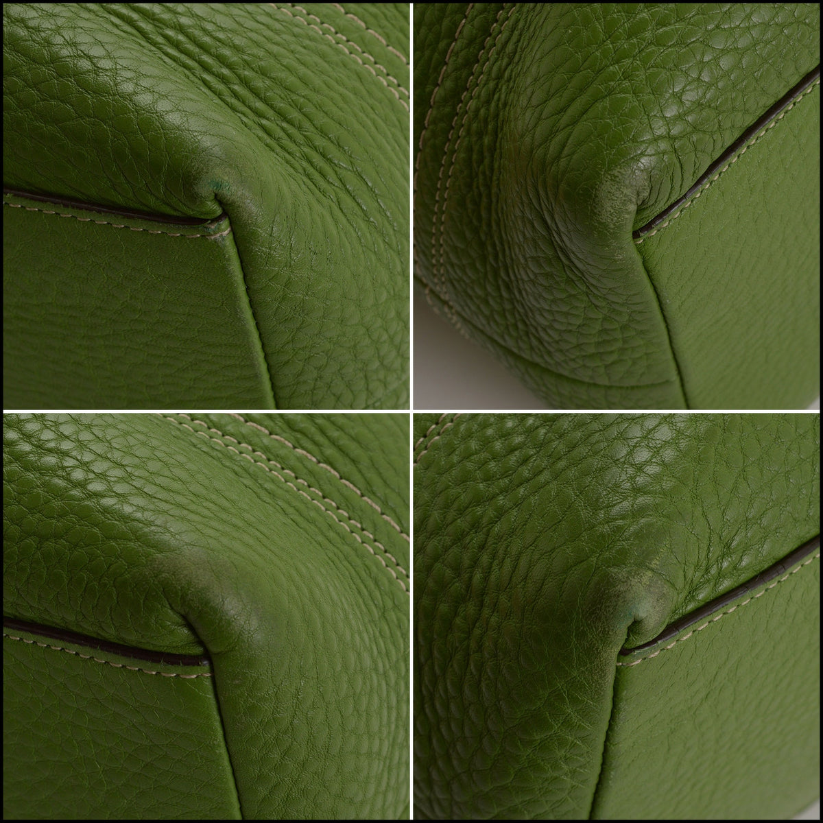 RDC15654 COACH 1990's Green Hamilton Pebbled Leather Lunch Tote Bag