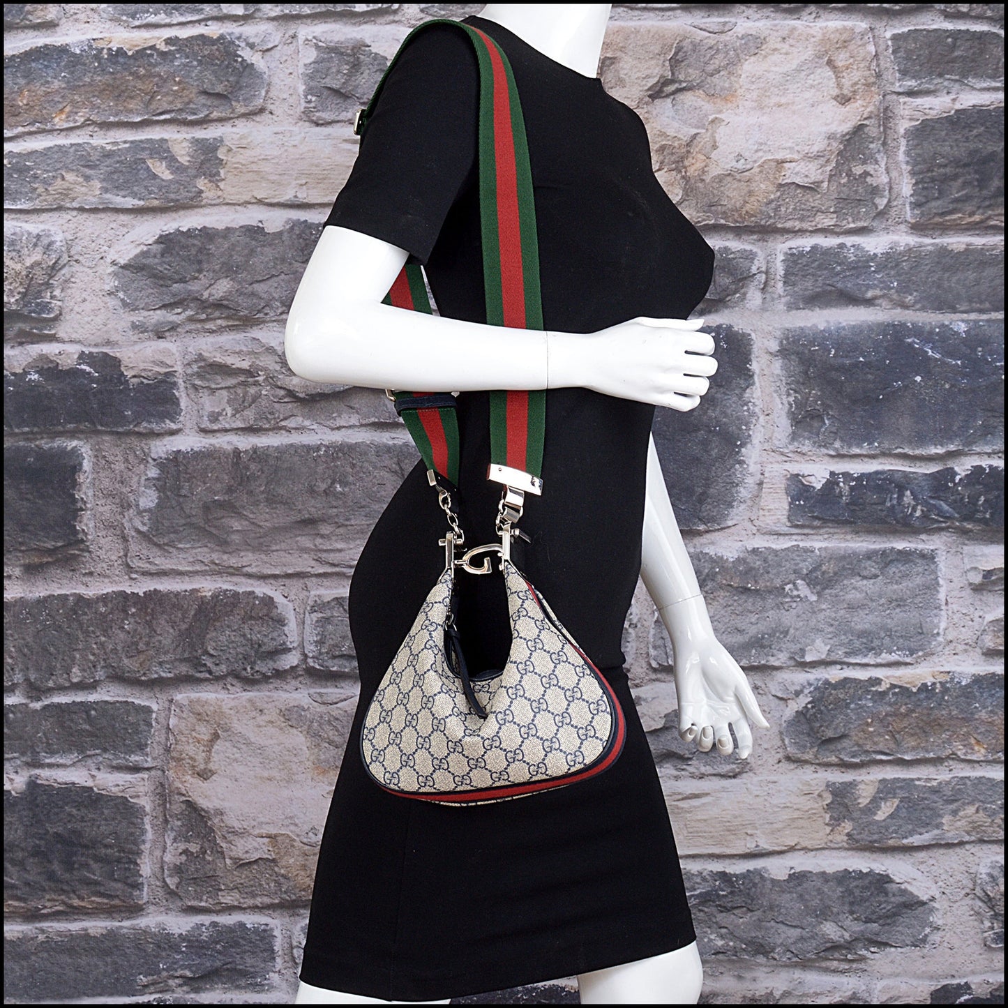 RDC15574 GUCCI Navy Supreme GG Canvas Small Attache Crossbody Bag