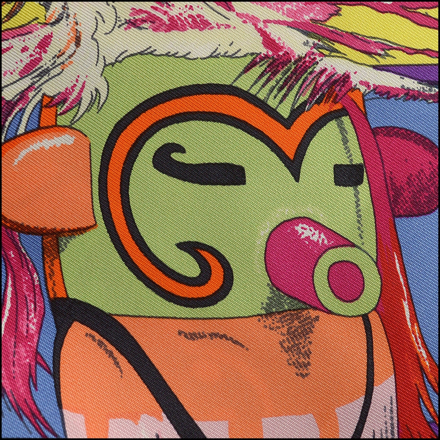 RDC15479 HERMES Purple Kachinas Large Triangle Scarf Shawl