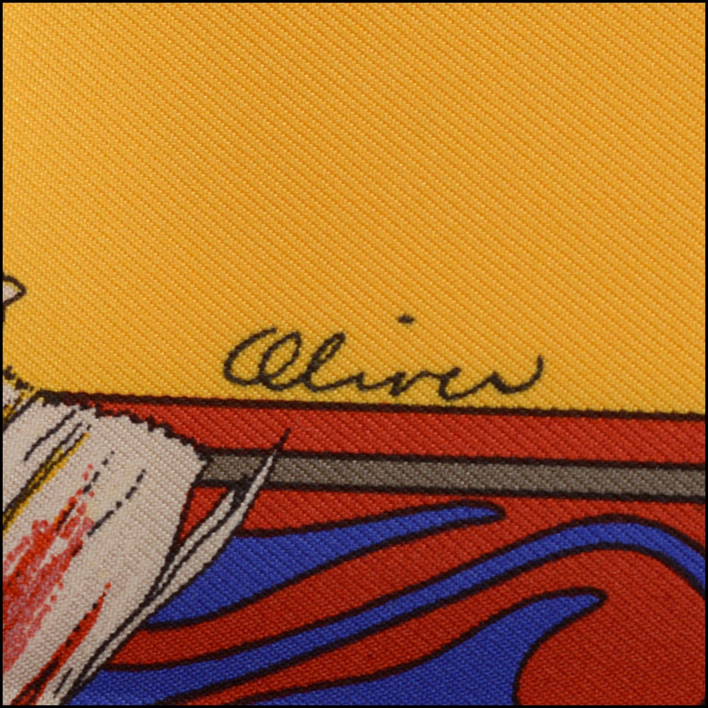 RDC14891 HERMES Vintage Saffron "Kachinas" 90cm Silk Scarf Kermit Oliver