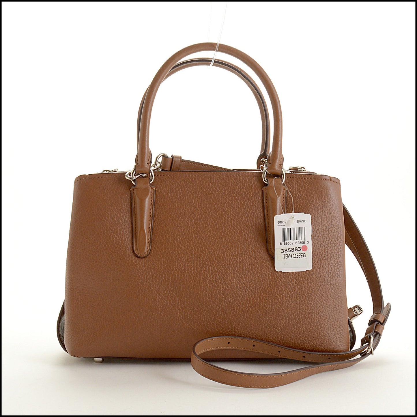 RDC15490 COACH Saddle Brown Pebbled Leather Brooklyn 28 Carryall