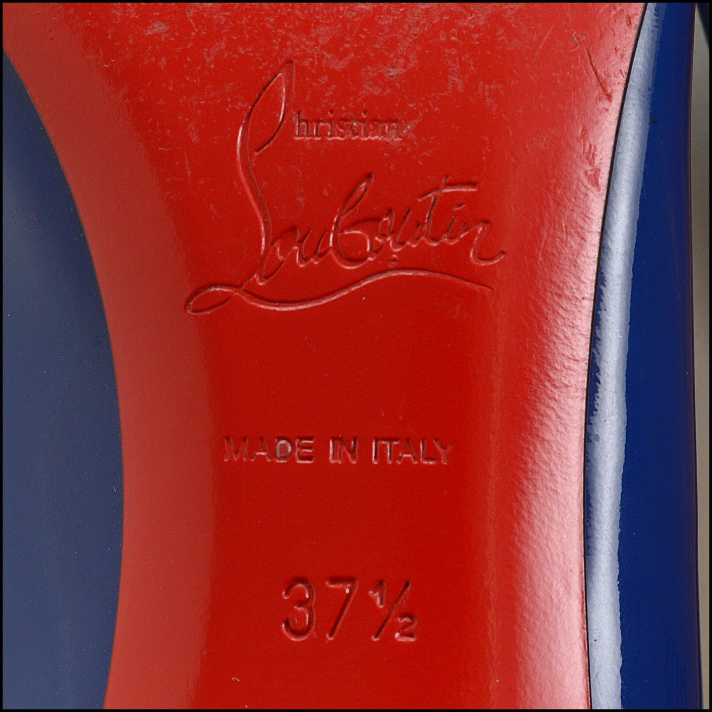RDC15511 CHRISTIAN LOUBOUTIN Blue Patent Calfskin Leather Simple 85 Pump Size 37.5