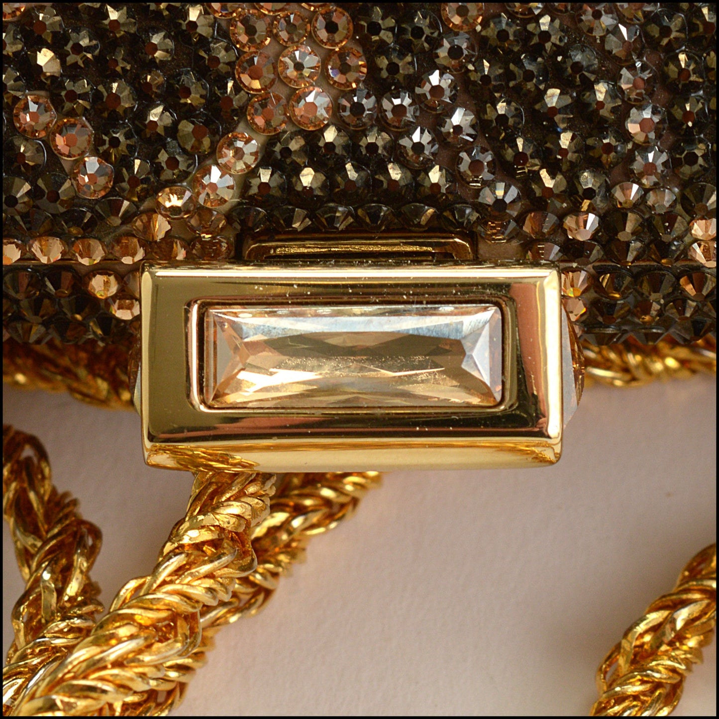 RDC15267 JUDITH LEIBER Leopard Crystal Box Minaudiere Bag