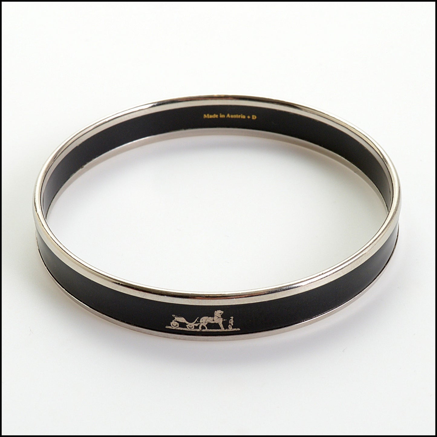 RDC14442 Hermes Ex Libris Black & Silver Bangle Size Small/65