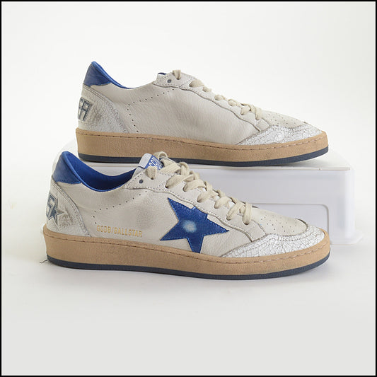 RDC14591 GOLDEN GOOSE White Leather Blue Star Ball Star Sneakers Size 38
