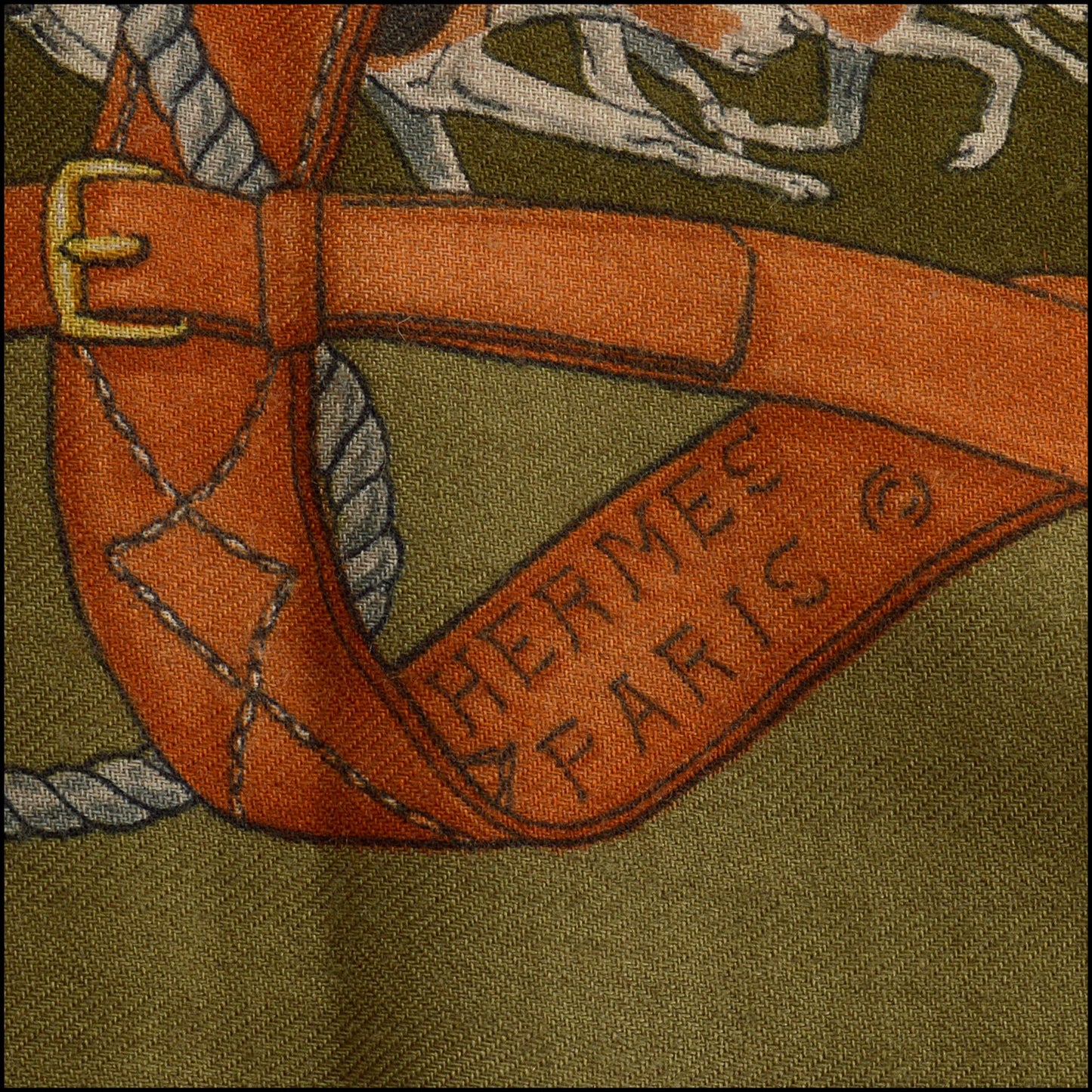 RDC15092 HERMES Vintage Green Cashmere, "Le Bien Aller" 90 Scarf