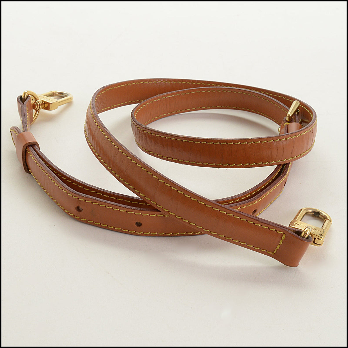 RDC15733 LOUIS VUITTON Cognac Leather Long Narrow Shoulder Strap