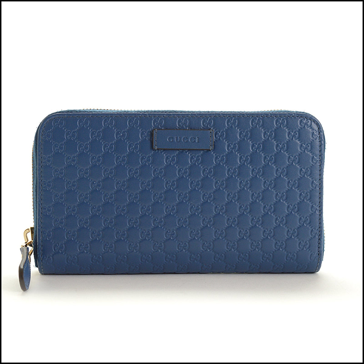 RDC15721 GUCCI Blue Micro GG Guccissima Leather Zip Around Wallet