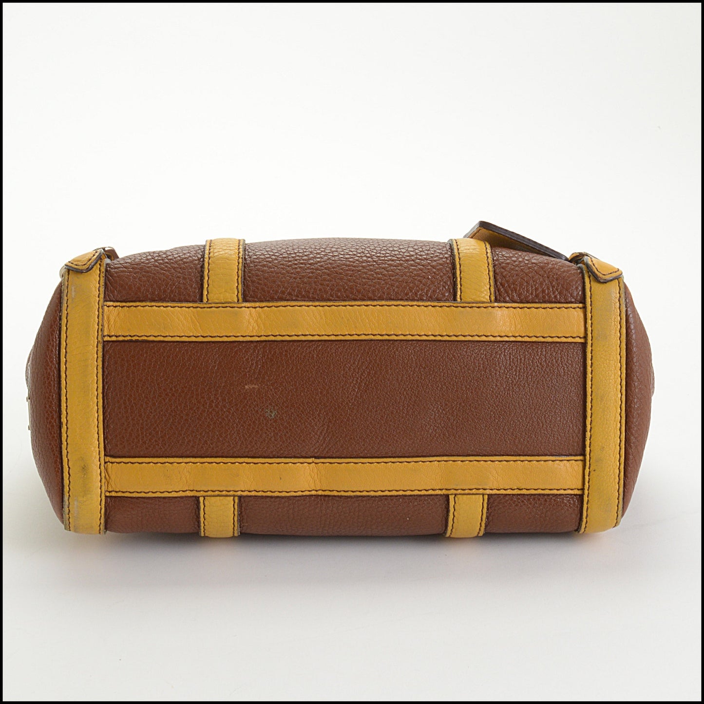 RDC14462 Prada Cinnamon & Yellow Pebbled Leather Hand Bag