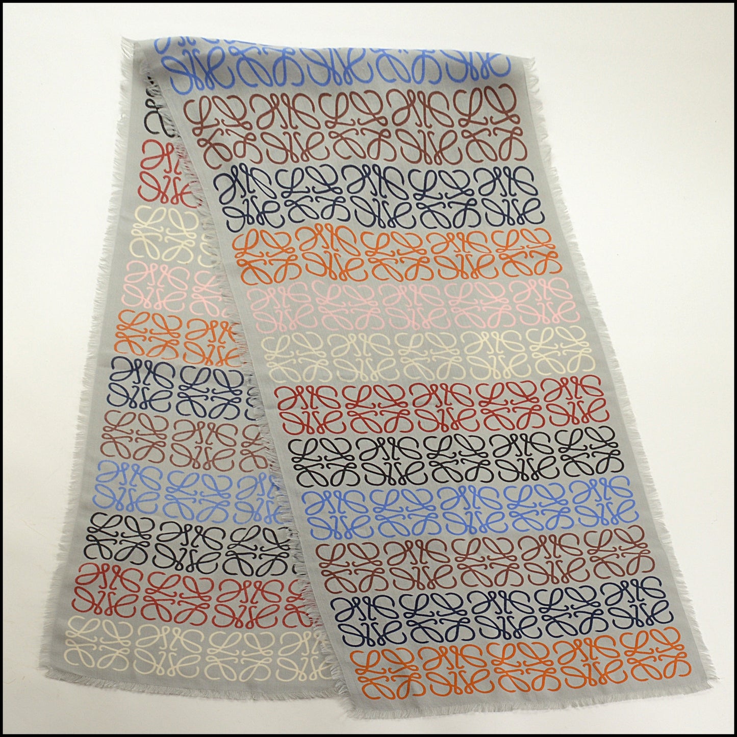 RDC15531 LOEWE Grey/Multicolor Anagram Wool/Silk Long Scarf