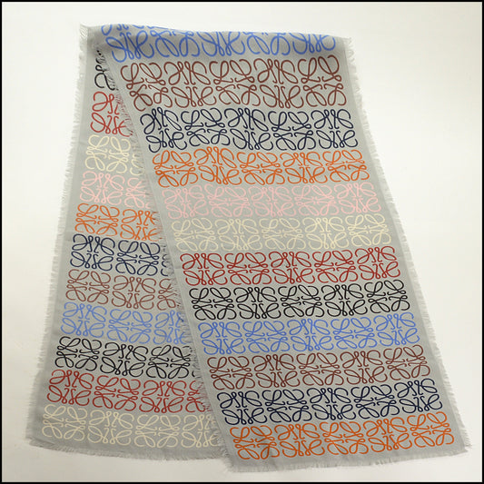 RDC15531 LOEWE Grey/Multicolor Anagram Wool/Silk Long Scarf