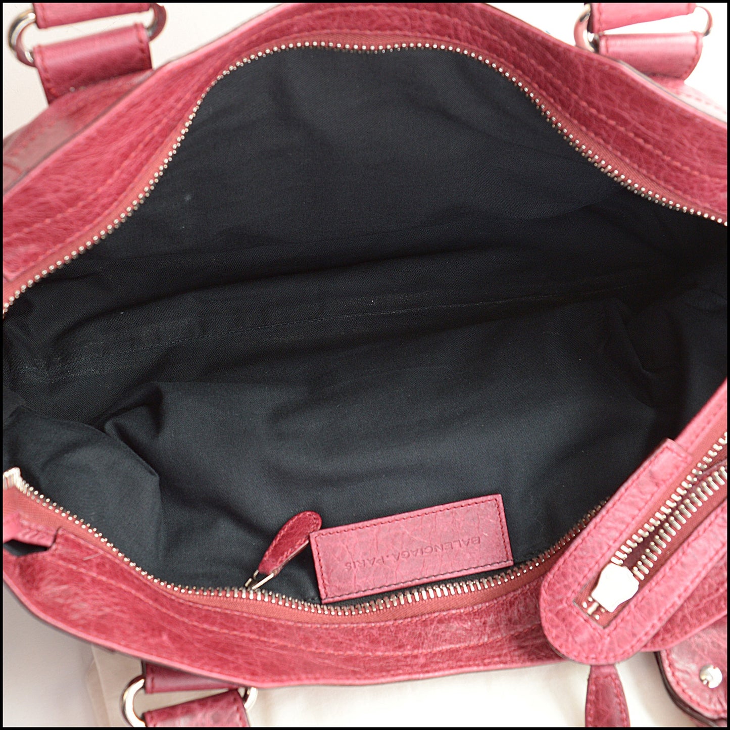 RDC14349 Authentic BALENCIAGA '09 Red Lambskin  Silver Giant HW Part Time Bag
