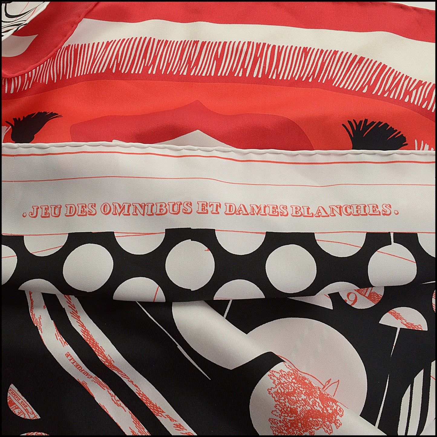 RDC15478 HERMES Black/White/Red Petit H Silk Shrug Shawl