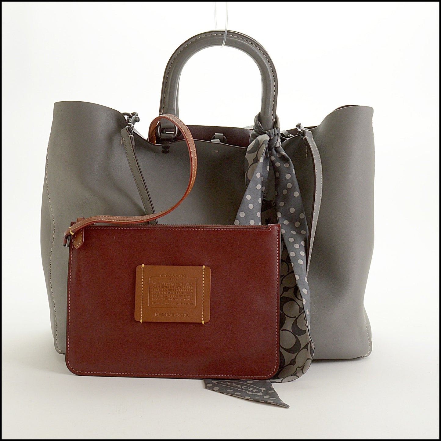 RDC15277 COACH Grey Glovetanned Leather Rogue Tote Bag