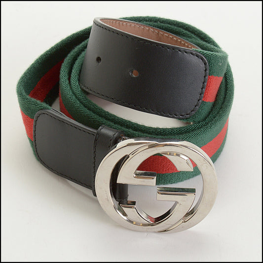 RDC14752 GUCCI Red/Green Web Stripe GG Belt Size 105/42