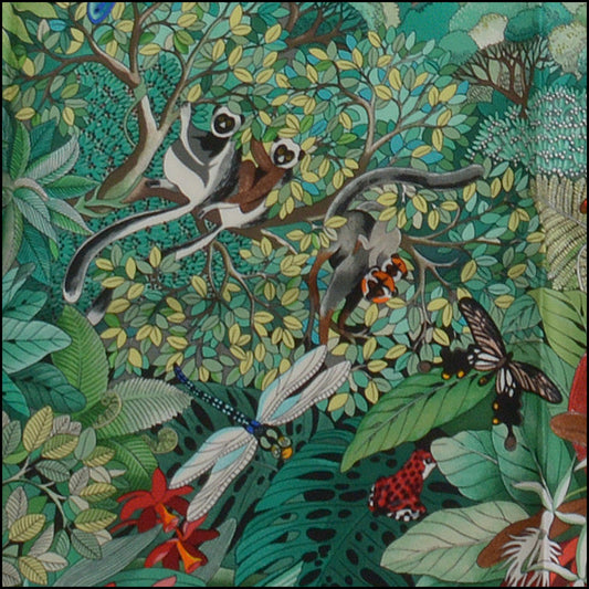 RDC14790 HERMES Red/Green/Multi. Flora & Fauna Silk Scarf 90