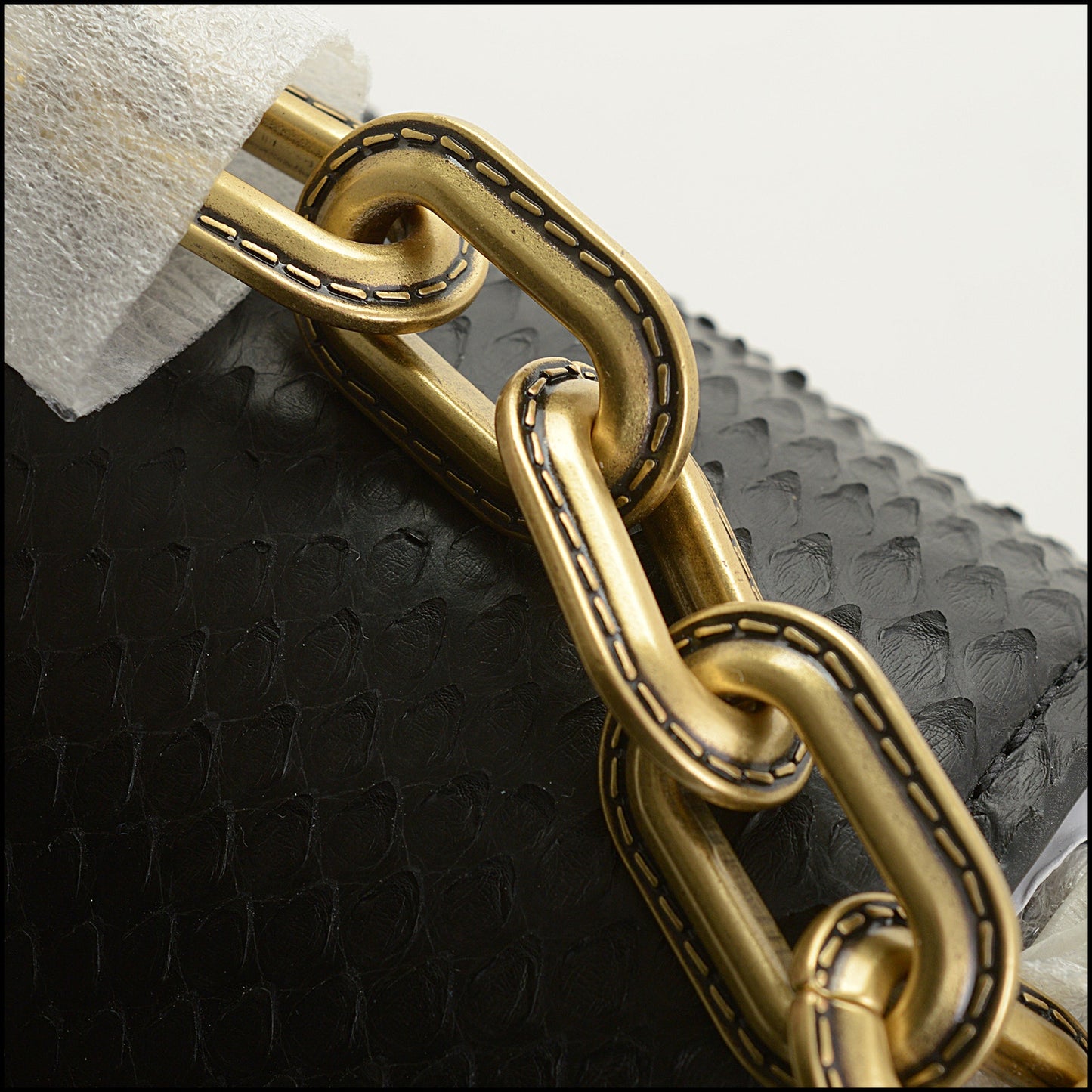 RDC15022 COACH Black Python Idol Crossbody Chain Strap Bag