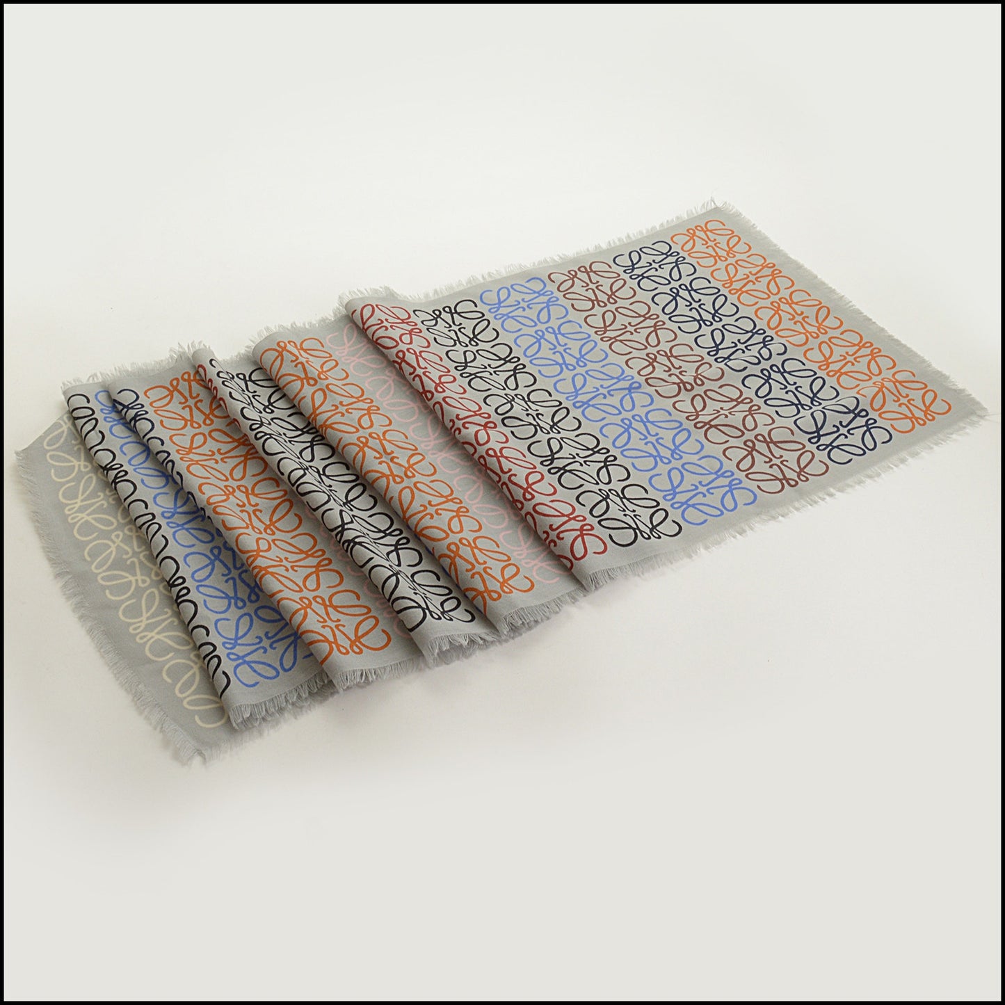 RDC15531 LOEWE Grey/Multicolor Anagram Wool/Silk Long Scarf