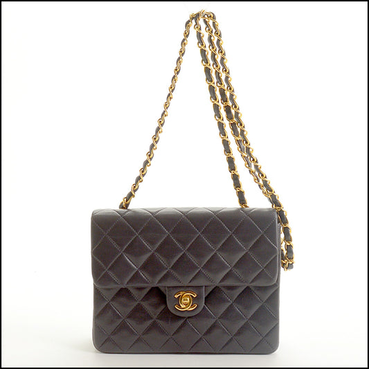 RDC15259 CHANEL Vintage Dark Grey Quilted Square Mini Flap Bag