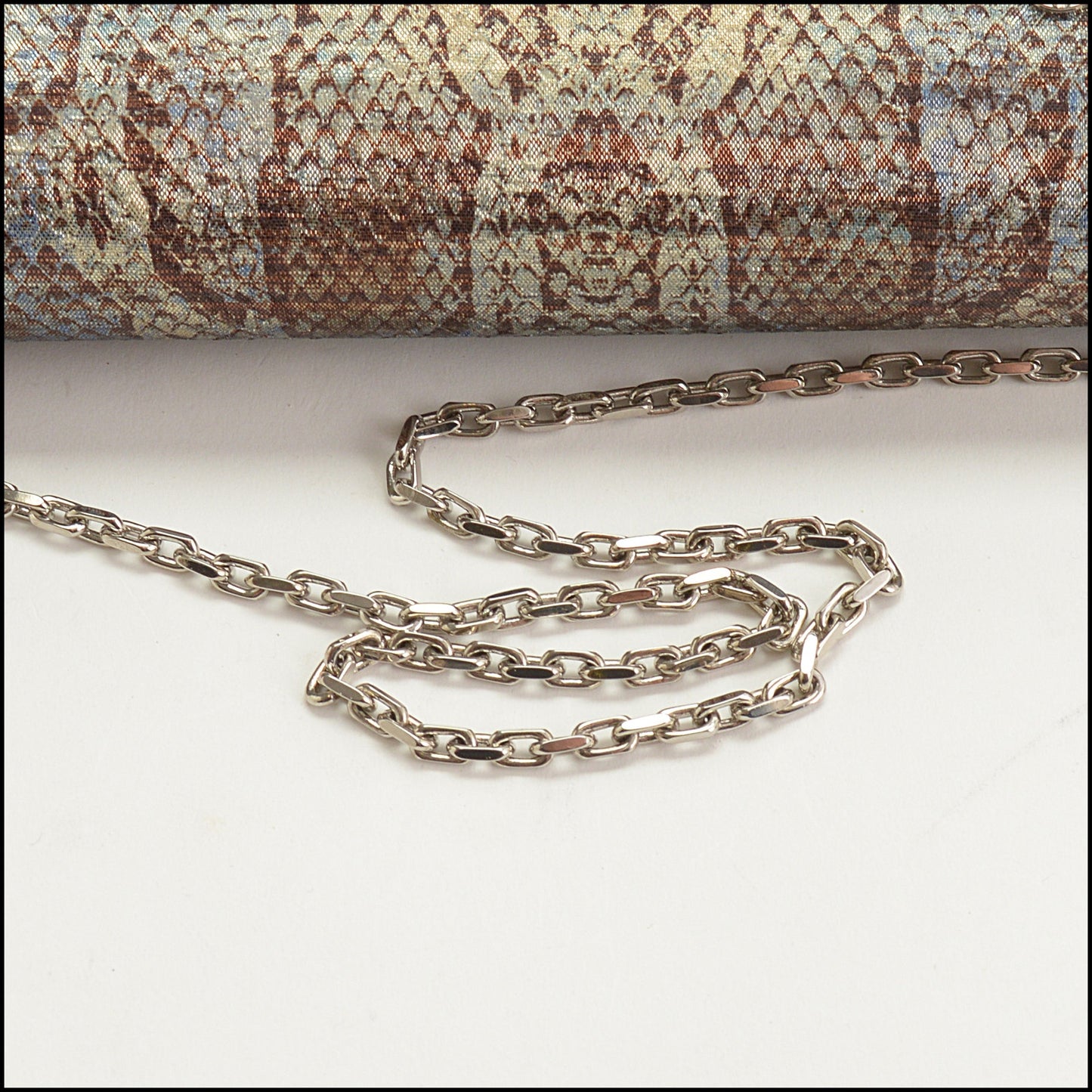 RDC15263 JUDITH LEIBER Multicolor Snake Print Fabric Crystal Leaf Flap Bag