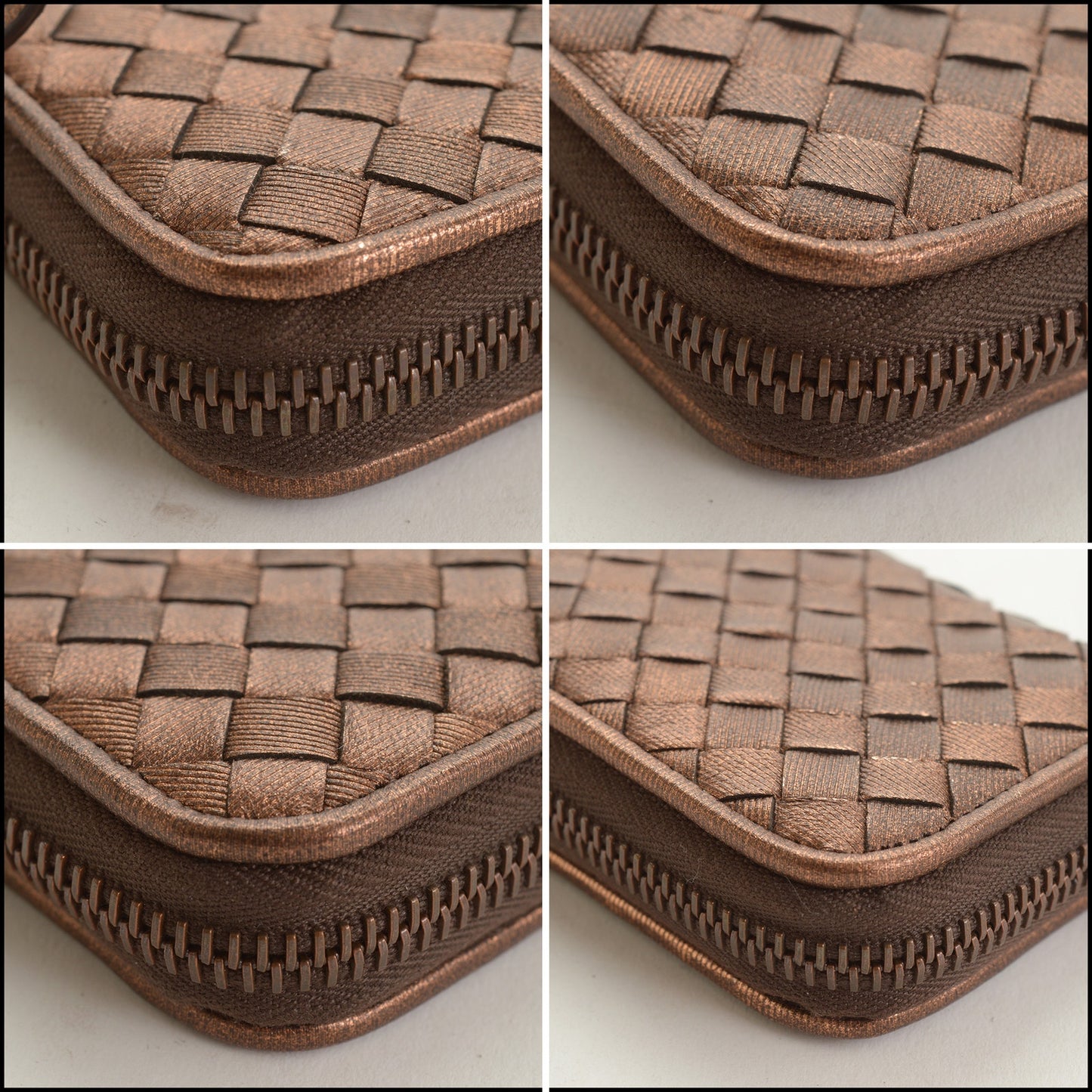 RDC15340 BOTTEGA VENETA '08 Bronze Intrecciato Zipped Card Case Wallet