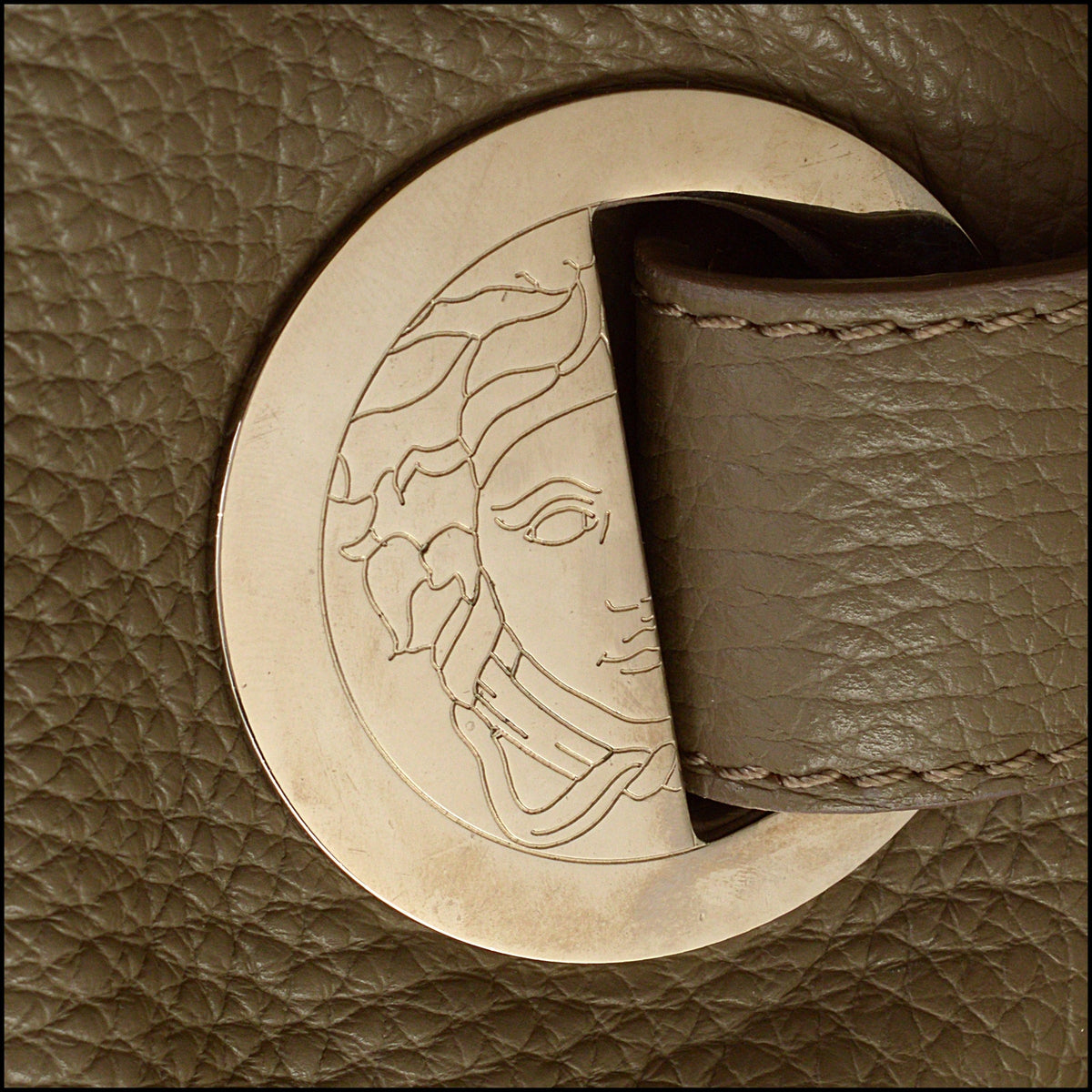 RDC15651 VERSACE COLLECTION Taupe Leather Bucket Crossbody/Hobo Bag