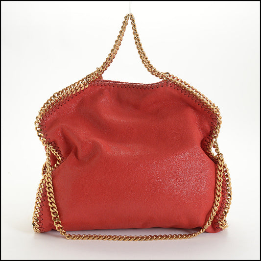 RDC14651 STELLA MCCARTNEY Red Faux Brushed-Leather Falabella Medium Shoulder Bag