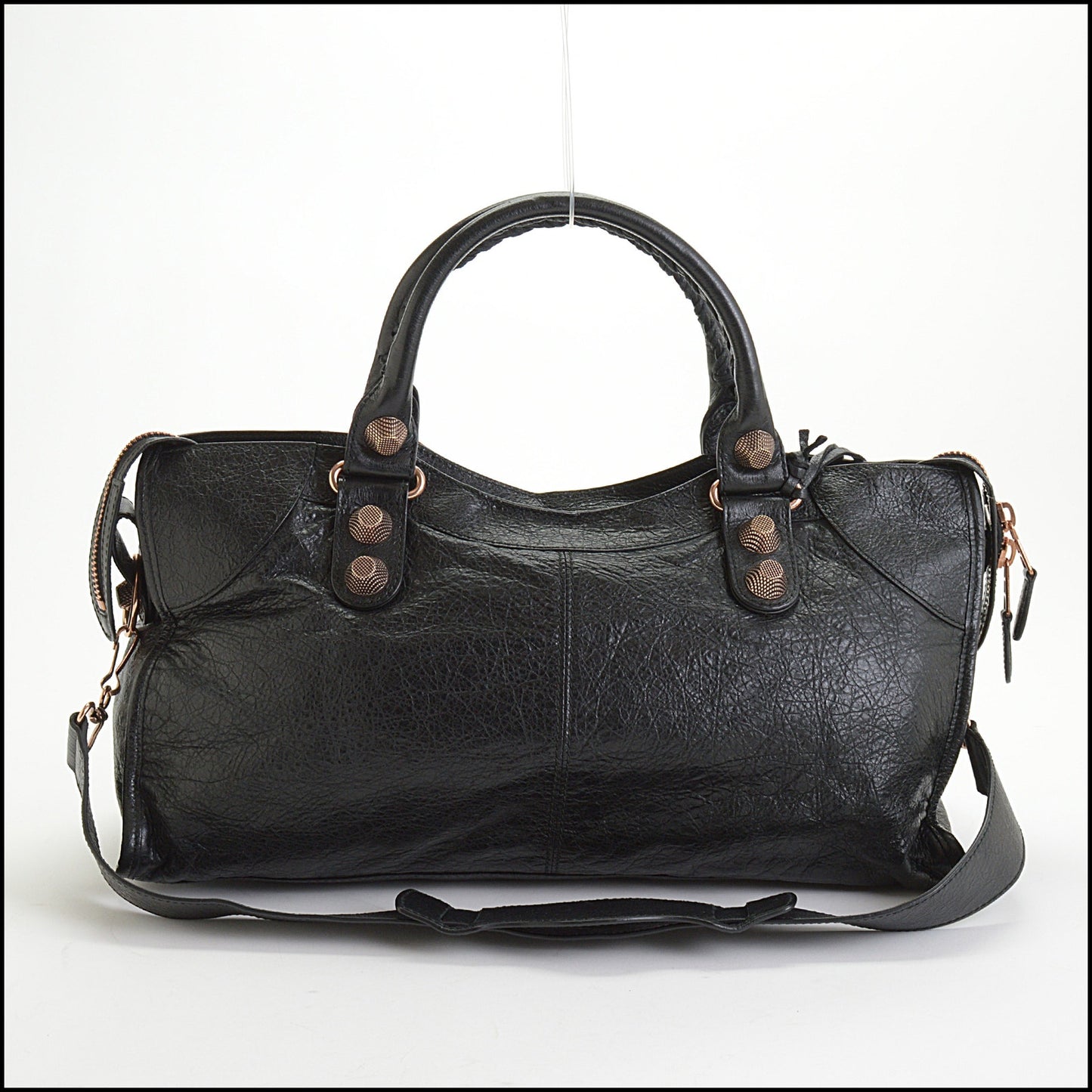 RDC14351 Authentic BALENCIAGA '11 Black Lambskin Giant HW Part Time Tote Bag
