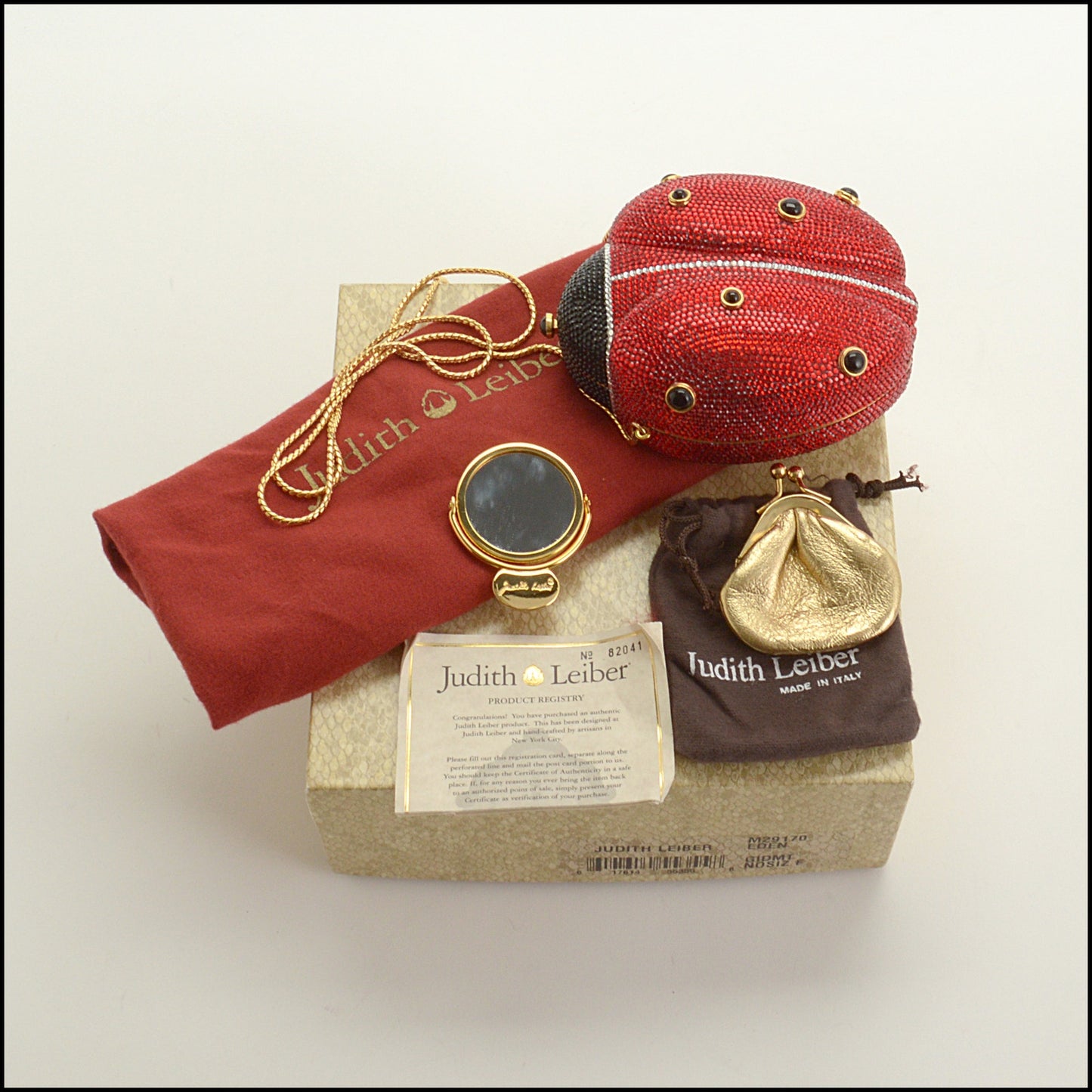 RDC15251 JUDITH LEIBER Red Ladybug Crystal Minaudiere