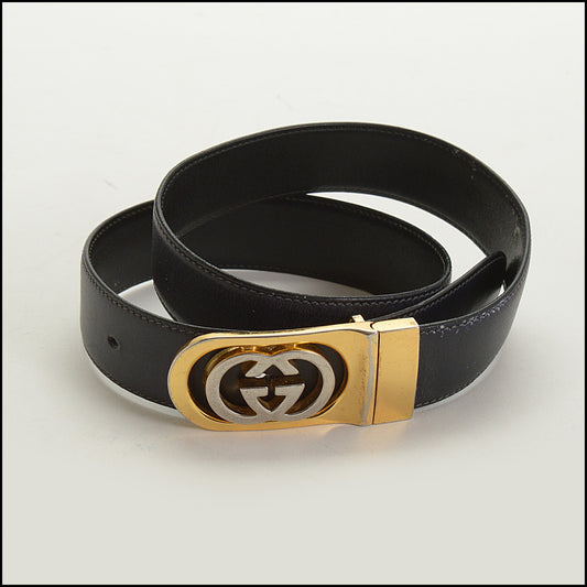 RDC15188 GUCCI Vintage Navy GG Monogram Belt Size 24/61 cm